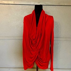 Jennifer Lopez women’s red drape blouse. Size M.